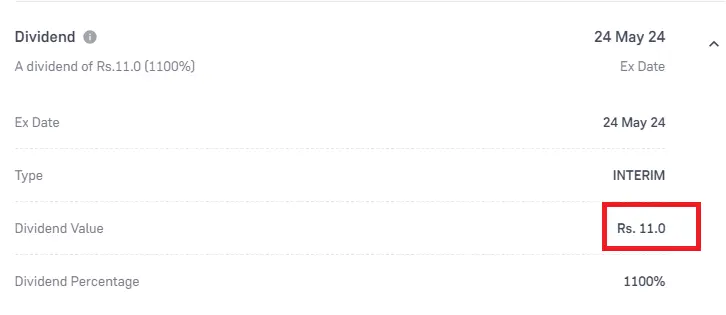 dividend example in vedanta ltd